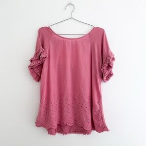 Umgee Pink Eyelet Blouse